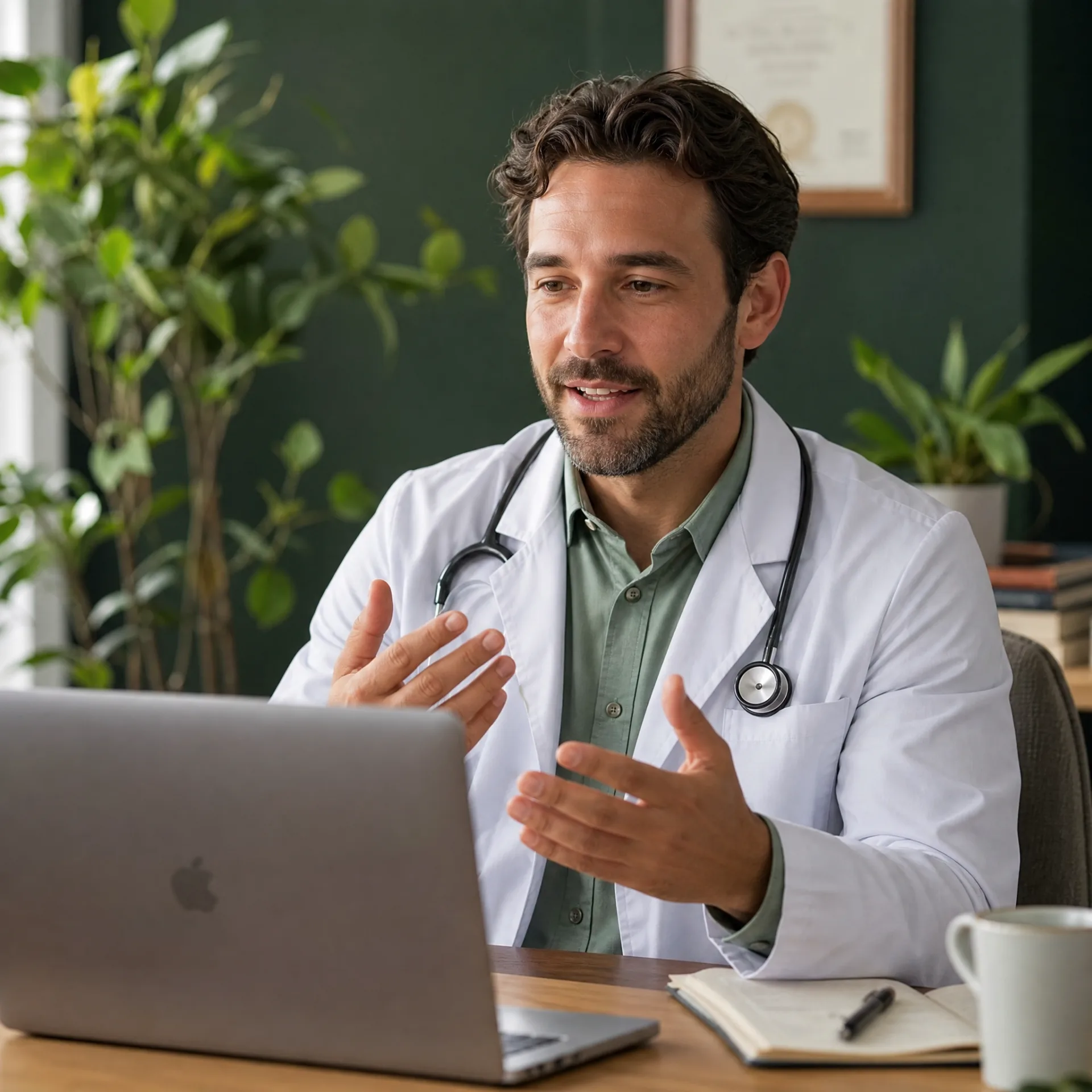 Physician on a telehealth video consult